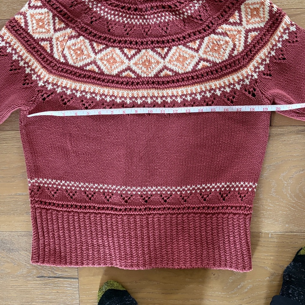 L.L. Bean Rose and Cream Fair Isle Button Cardigan - Picture 6 of 10